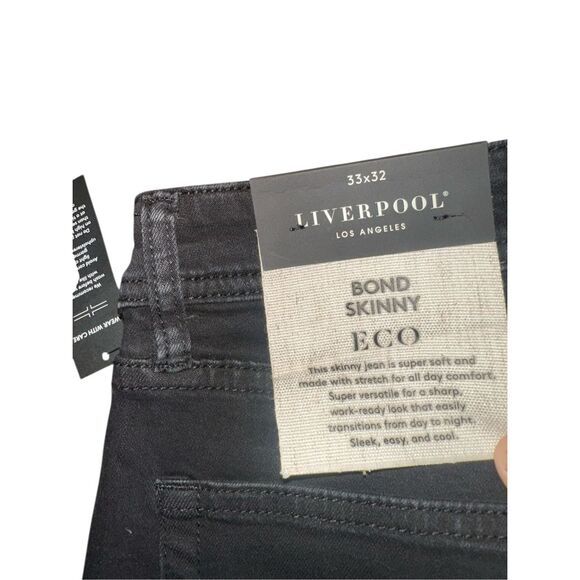NEW WITH TAGS MEN Liverpool Los Angeles Bond Skinny Jeans in Bullet Dark size 33 - Picture 5 of 7